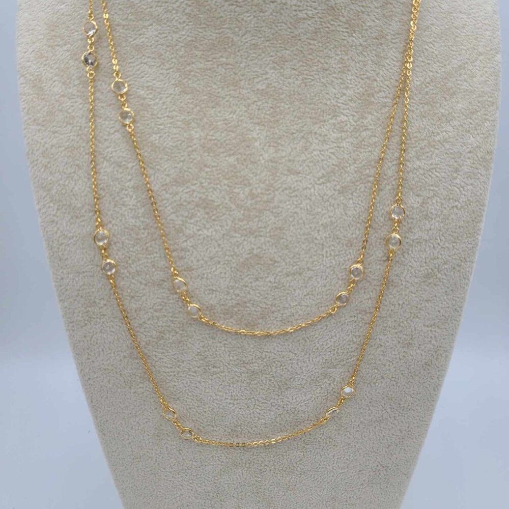 J Crew Gold Tone Chain with Bezel Set Crystals NWT! NEW!